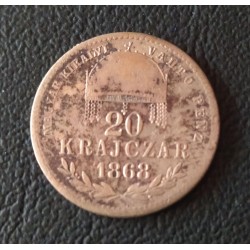 395. FJ. 1868 KB  MKVP 20 Kr.
