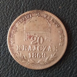 406. FJ. 1869 GYF  MKVP. 20 Kr.